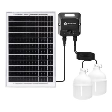 Aigostar - LED Solar Pendant with Sensor 2xLED/35W/12V 6000 mAh 6500K IP65 Ø 10 cm + Remote Control