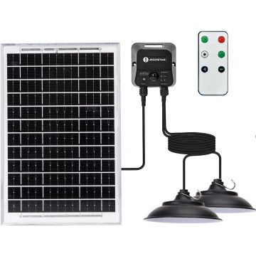 Aigostar - LED Solar Pendant with Sensor 2xLED/35W/12V 6000 mAh 6500K IP65 Ø 15 cm + Remote Control
