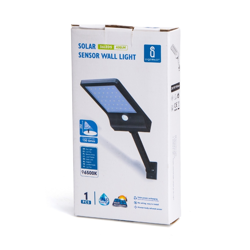 Aigostar - LED Solar street lamp with a sensor LED/2,3W/5,5V 1800 mAh IP65