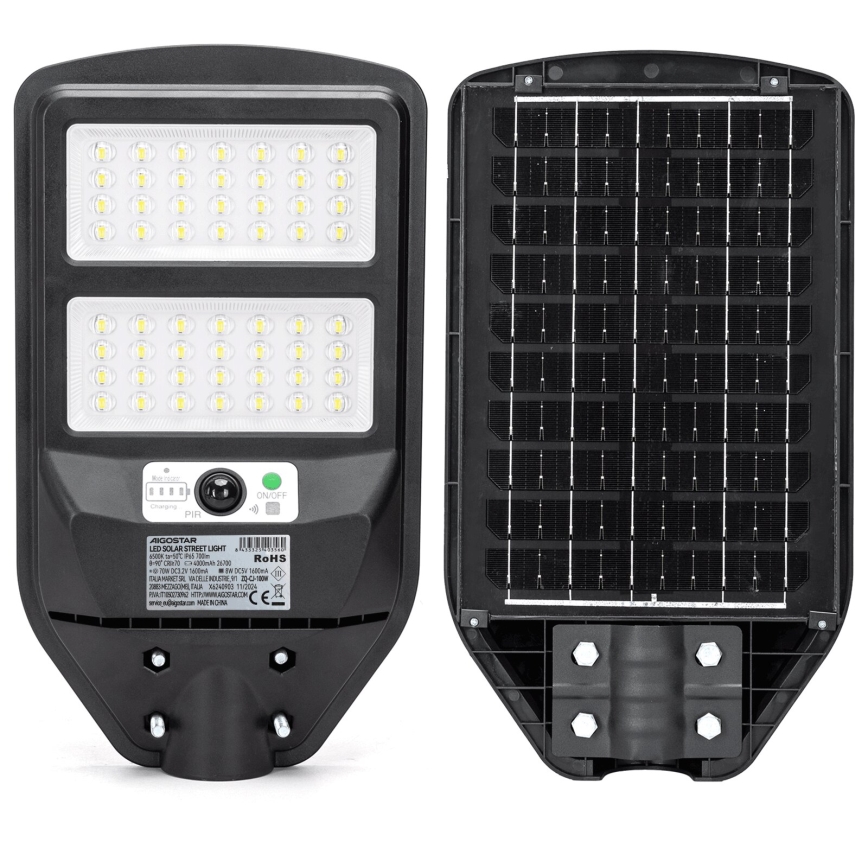 Aigostar - LED Solar street lamp with a sensor LED/70W/3,2V 4000mAh IP65 6500K + remote control