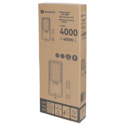 Aigostar - LED solar street lamp with sensor LED/300W/3.2V 3000/4000/6500K 3600mAh + remote control
