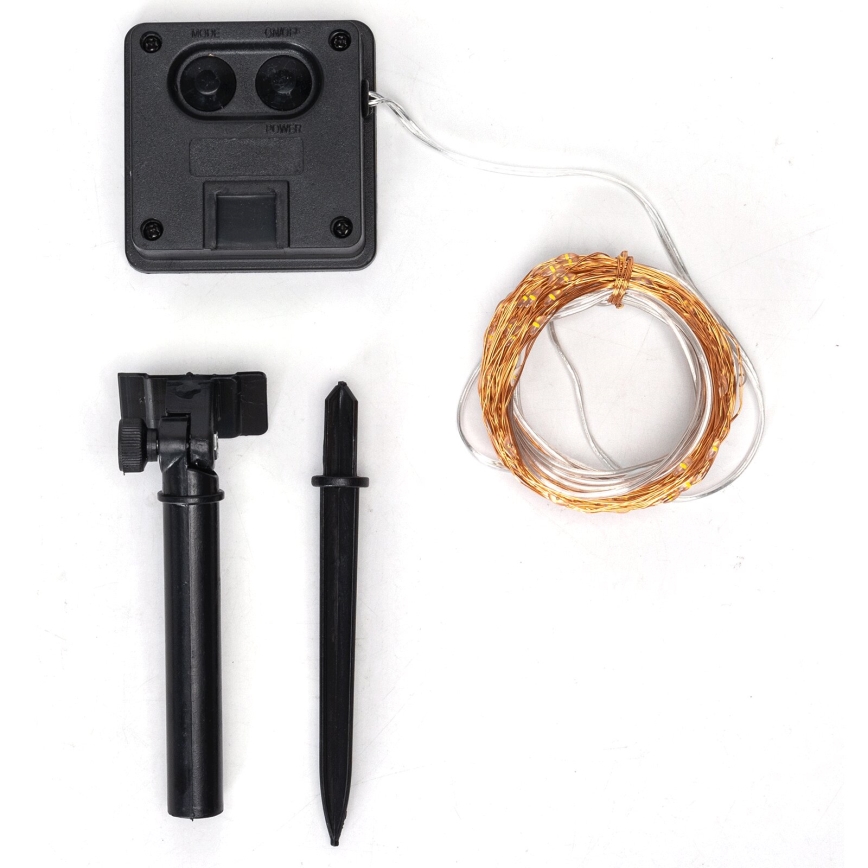 Aigostar - Solar LED String Lights, 100 LEDs / 8 Modes, 12 m, IP65, 800 mAh, Cool White