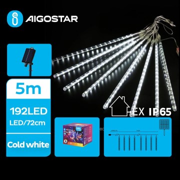 Aigostar - LED Solar String Lights, 192 LEDs / 8 m, IP65, 1200 mAh, Cool White