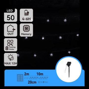 Aigostar - LED Solar String Lights 50xLED/8 functions 12m IP65 800 mAh cool white
