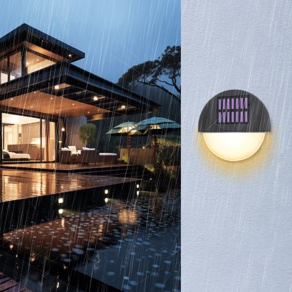 Aigostar - LED Solar wall light LED/1W/1,2V black 200 mAh 2700K IP44