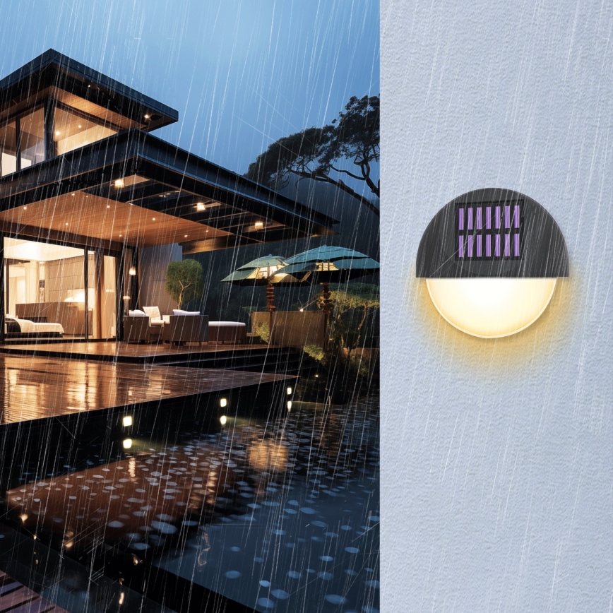 Aigostar - LED Solar wall light LED/1W/1,2V black 200 mAh 2700K IP44