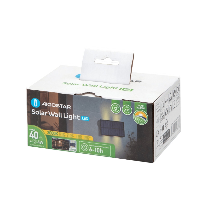 Aigostar - LED Solar wall light LED/4W/5,5V 2700K IP44