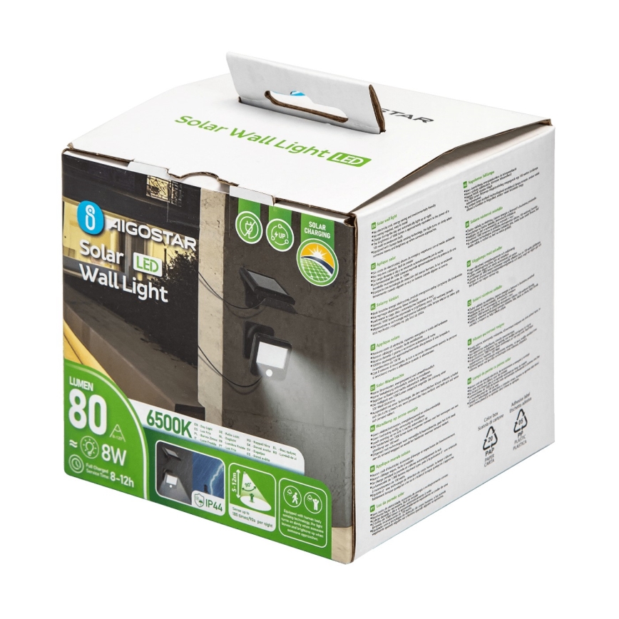 Aigostar - LED Solar wall light with sensor LED/0,64W/3,7V 6500K IP44
