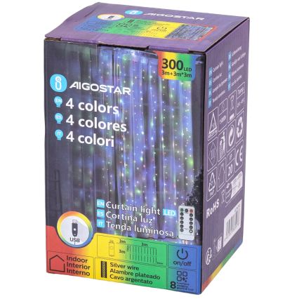 Aigostar - Dimmable LED Christmas String Lights 300 LEDs/8 modes USB 6x3m multicolor + remote control