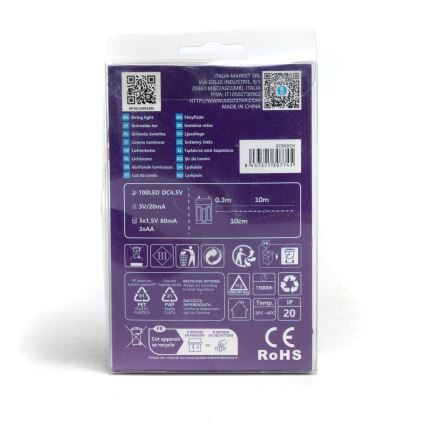 Aigostar - LED  string 100xLED/3xAA 10,3m cool white