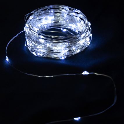 Aigostar - LED Outdoor String Lights 50 LEDs / 3×AA, 5.3 m, Cool White