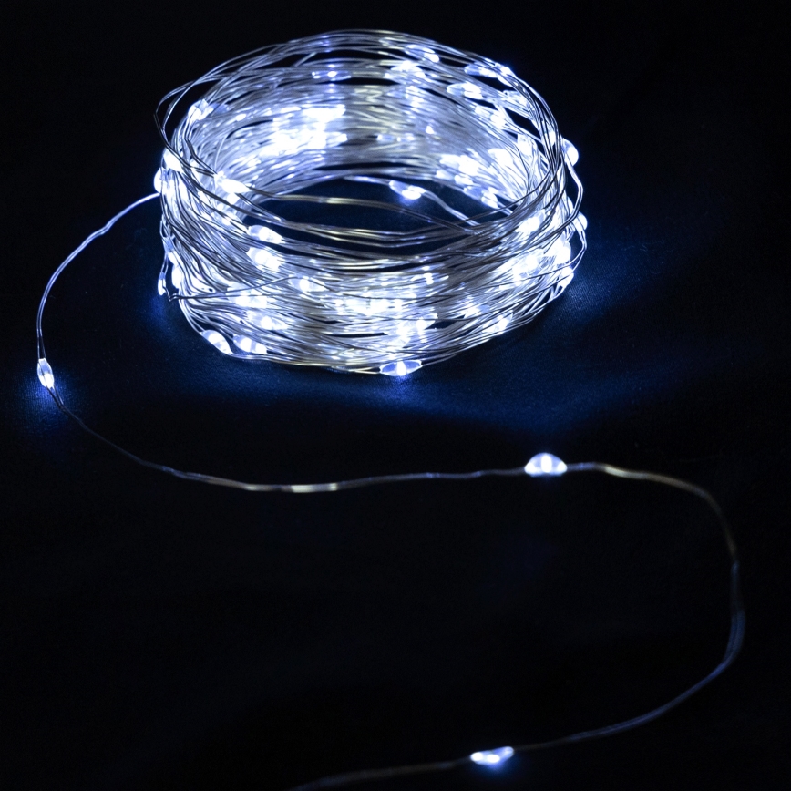 Aigostar - LED Outdoor String Lights 50 LEDs / 3×AA, 5.3 m, Cool White