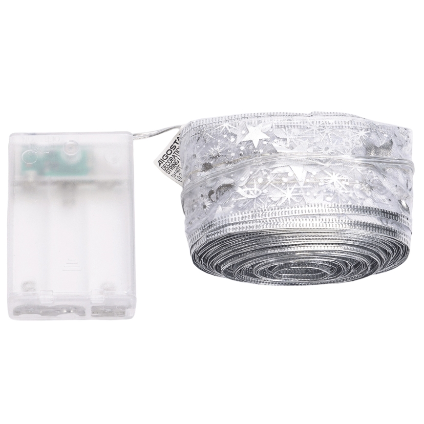 Aigostar - LED  string lights 100xLED/3xAA 10 m warm white silver