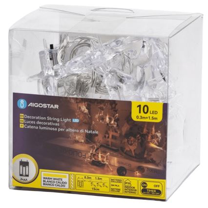 Aigostar - LED string lights 10xLED/3xAA 1,5m warm white deer