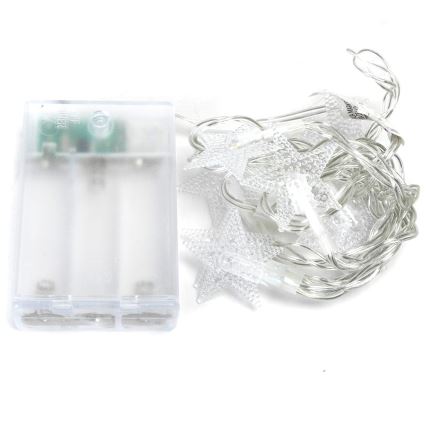 Aigostar - LED string lights, 20 LEDs / 3xAA, 3.3 m, star-shaped