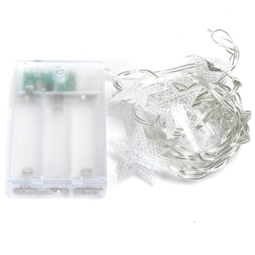 Aigostar - LED string lights, 20 LEDs / 3xAA, 3.3 m, star-shaped