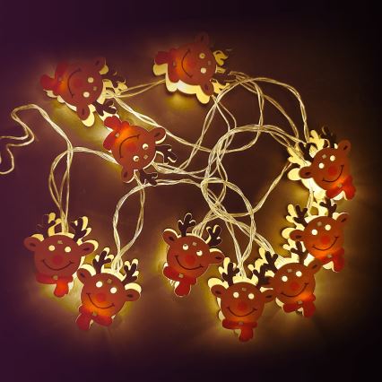 Aigostar - LED string lights, 20 LEDs, battery-powered (3×AA), 3 m, warm white, reindeer