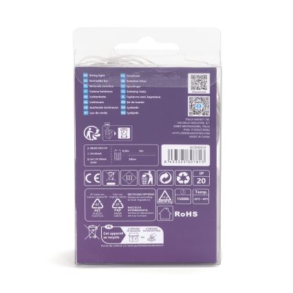 Aigostar - LED string lights 50 LEDs / 3xAA 5.3 m warm white