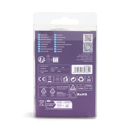 Aigostar - LED string lights, 50 LEDs / 3×AA, 5.3 m, cold white