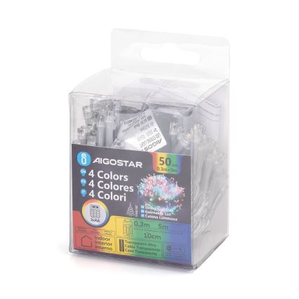 Aigostar - LED string lights 50xLED/3xAA 5,3m multicolor