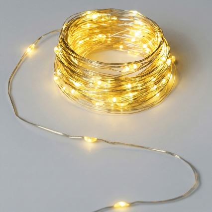 Aigostar - LED Outdoor String Lights 50xLED/3xAA 5,3 m warm white