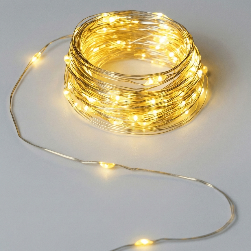 Aigostar - LED Outdoor String Lights 50xLED/3xAA 5,3 m warm white