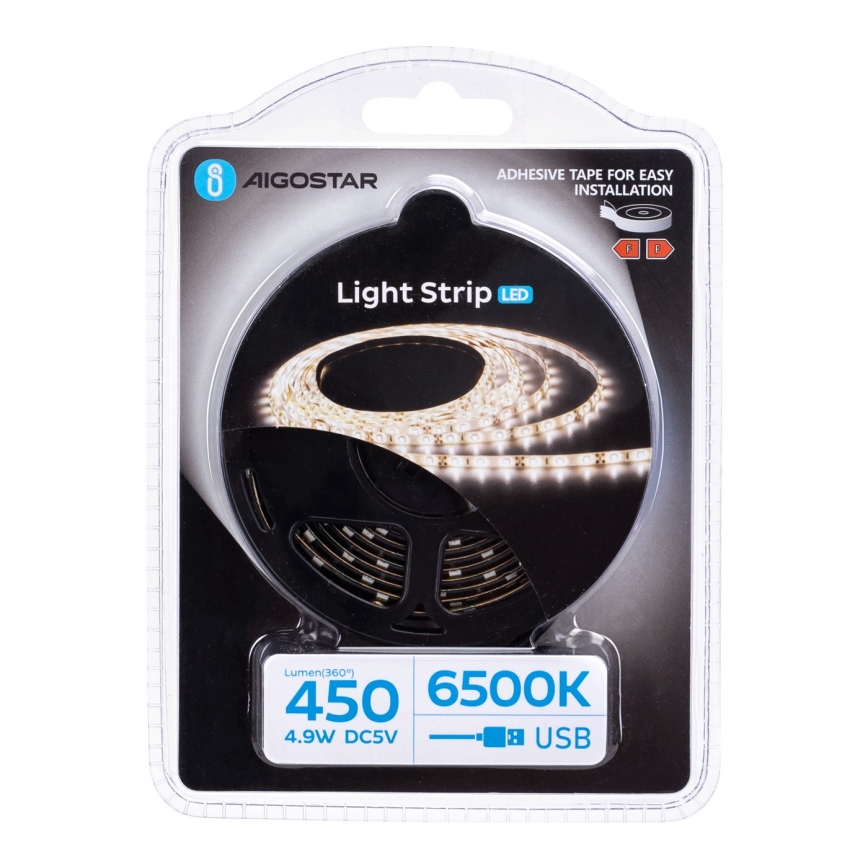 Aigostar - LED Strip 2m LED/4,9W/5V 6500K IP65 black