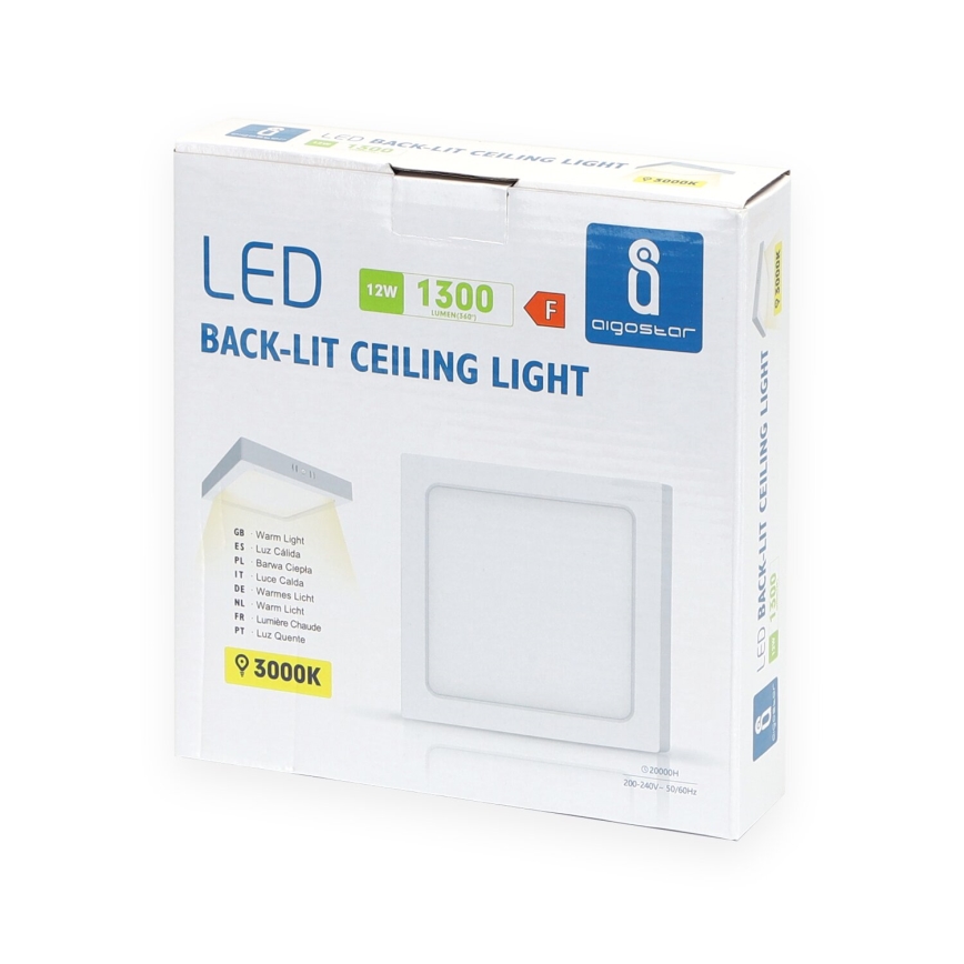 Aigostar - LED Surface-mounted ceiling light LED/12W/230V 17,3x17,3 cm 3000K white