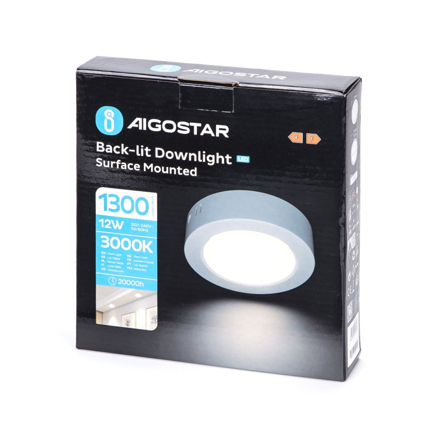 Aigostar - LED Surface-mounted ceiling light LED/12W/230V d. 17,4 cm 3000K white