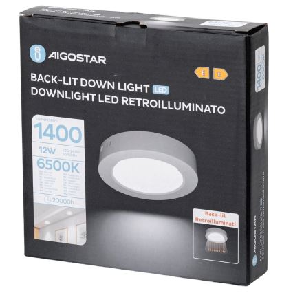 Aigostar - LED Surface-mounted ceiling light LED/12W/230V d. 17,4 cm 6500K white