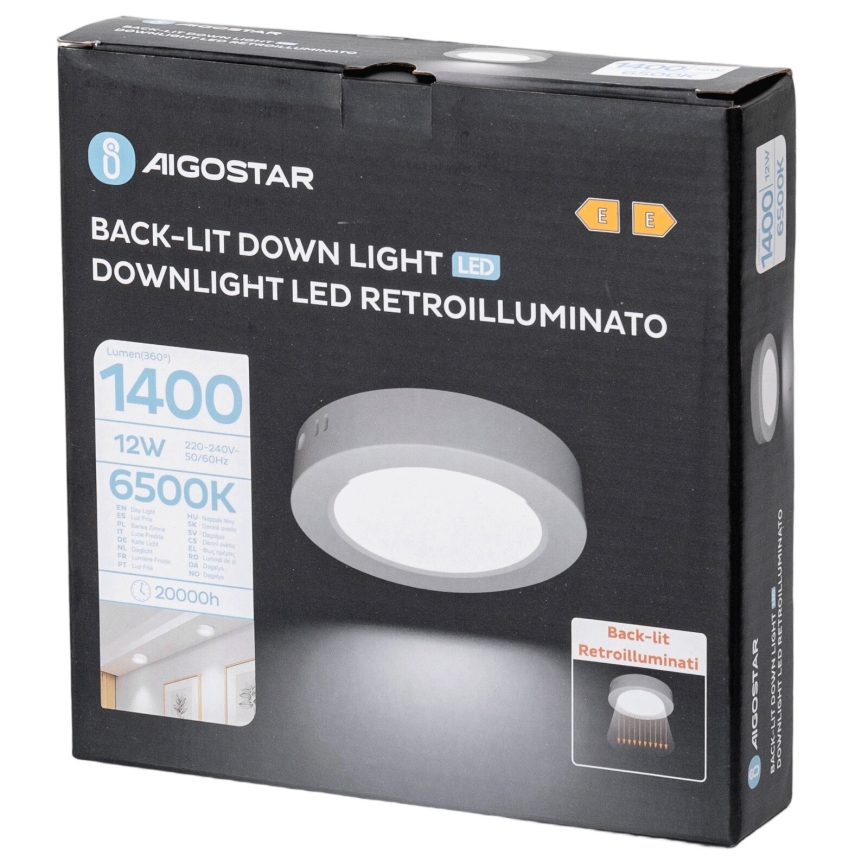 Aigostar - LED Surface-mounted ceiling light LED/12W/230V d. 17,4 cm 6500K white