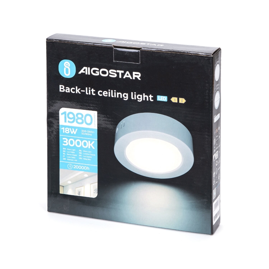 Aigostar - LED Surface-mounted ceiling light LED/18W/230V d. 22,6 cm 3000K white