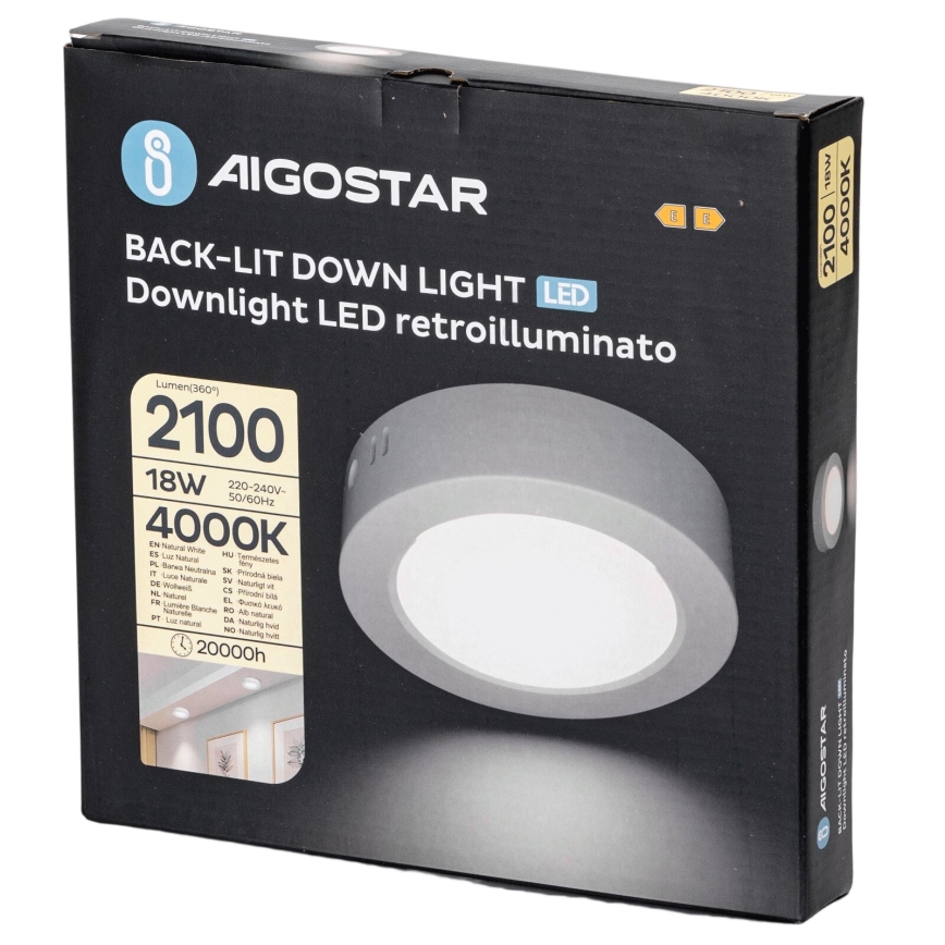 Aigostar - LED Surface-mounted ceiling light LED/18W/230V d. 22,6 cm 4000K white
