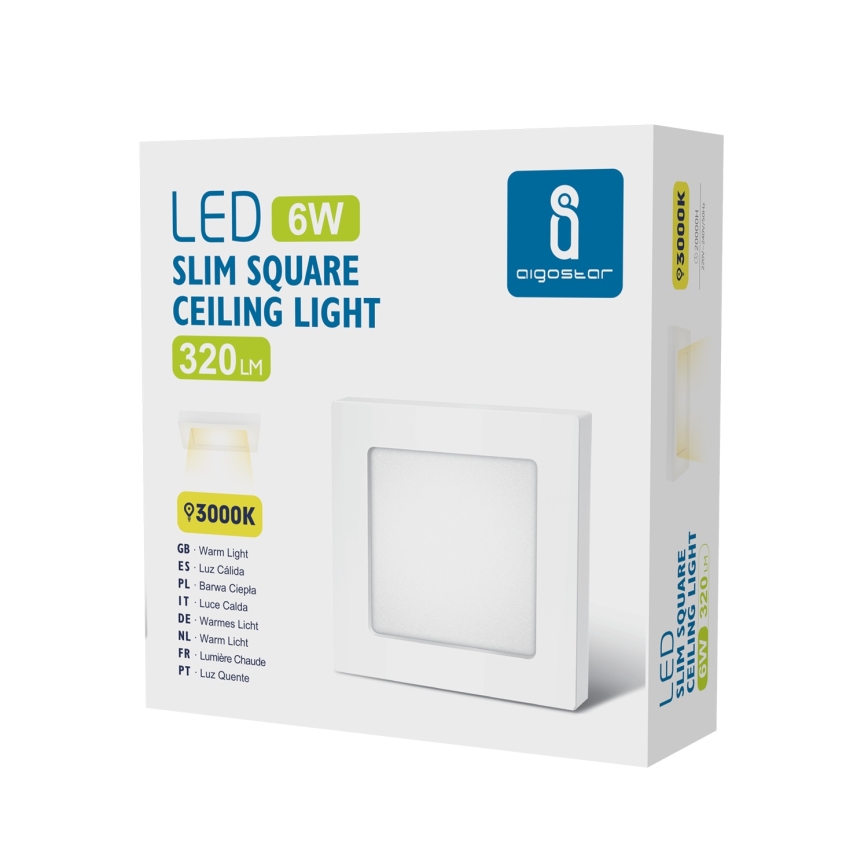 Aigostar - LED Surface-mounted ceiling light LED/6W/230V 3000K 12,2x12,2 cm White
