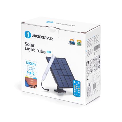 Aigostar - LED Dimmable tube with a solar panel LED/3,2V 3000K/4000K/6500K IP65 5000 mAh + remote control