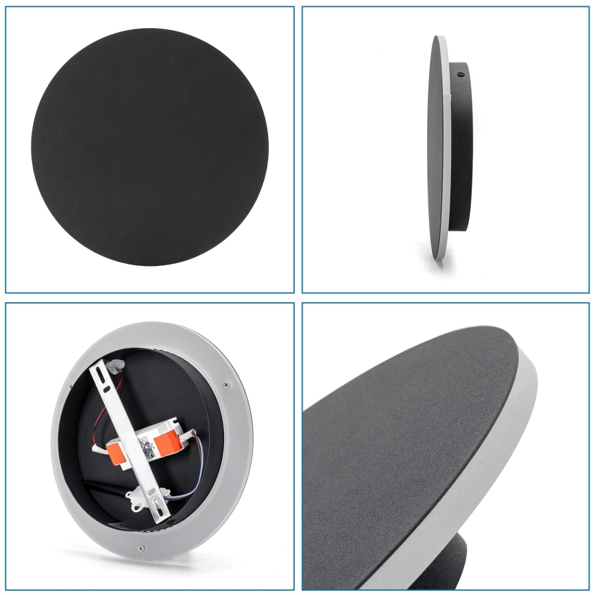 Aigostar - LED Wall light LED/12W/230V 6500K 25 cm black