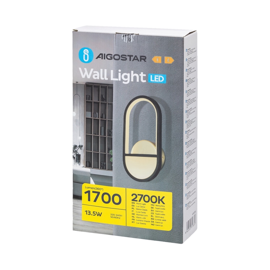 Aigostar - LED Wall light LED/13,5W/230V 2700K black/gold