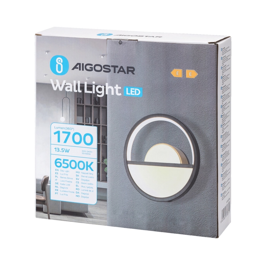 Aigostar - LED Wall light LED/13,5W/230V 6500K black/gold