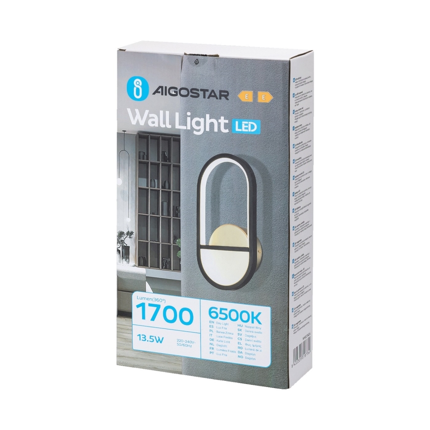 Aigostar - LED Wall light LED/13,5W/230V 6500K black/gold