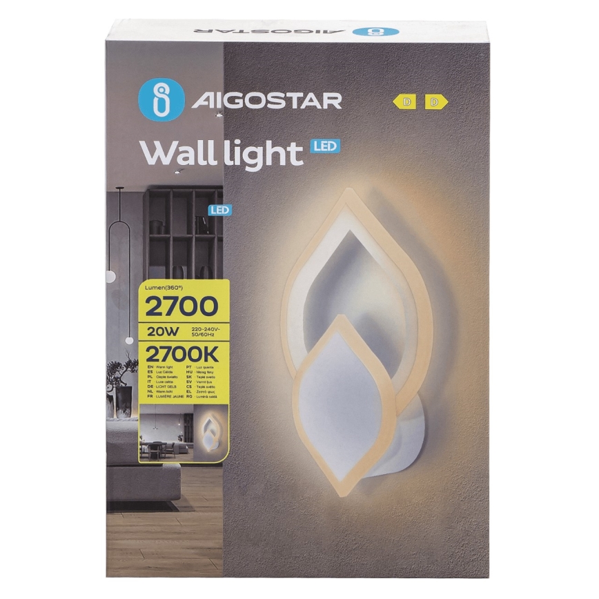 Aigostar - LED Wall light LED/20W/230V 2700K white