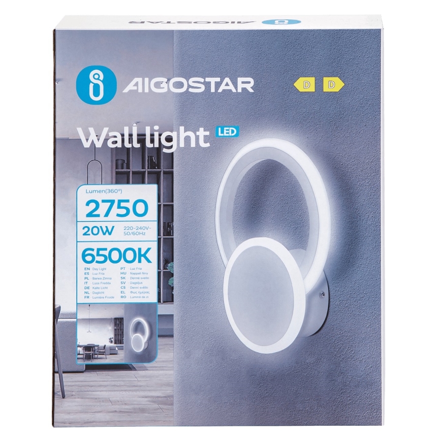 Aigostar - LED Wall light LED/20W/230V 6500K white