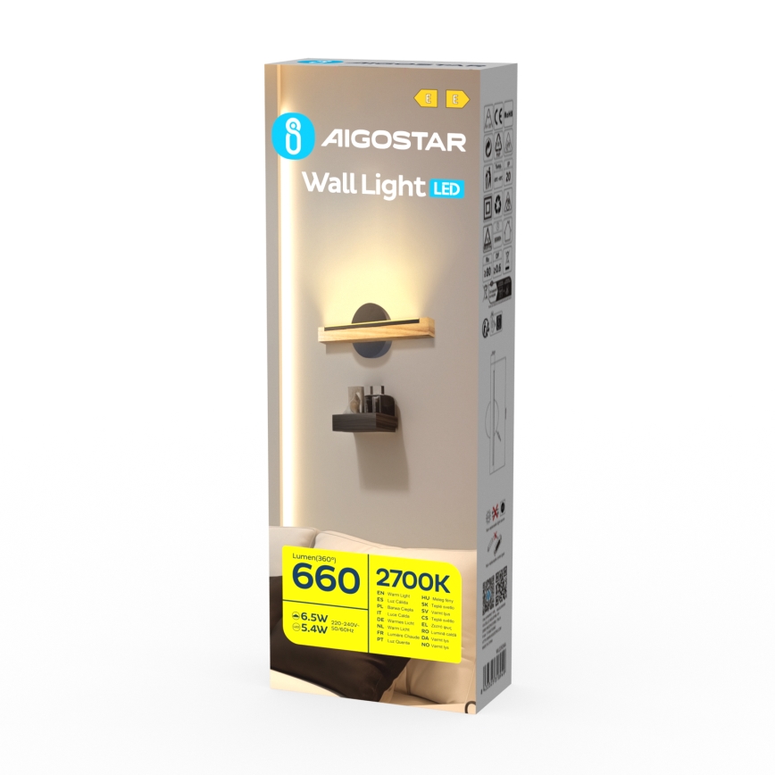 Aigostar - LED Wall light LED/6,5W/230V 2700K