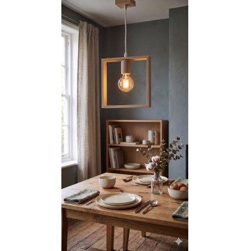 Aigostar - LED Wooden Pendant Lamp on Cord 1x E27/9W/230V/2200K Pine