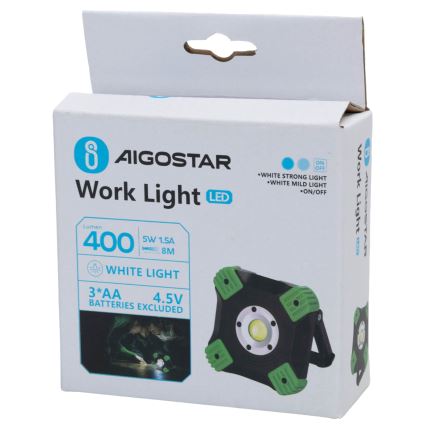 Aigostar - LED Work Light LED/5W/3xAA 6500K IP44