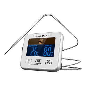 Aigostar - Meat thermometer with LCD display 0-250 °C 2xAAA