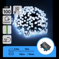 Aigostar - Outdoor Christmas string lights 100 LEDs / 8 modes 3xAA 10.3 m IP44 cool white