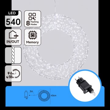Aigostar - Outdoor LED Christmas decoration 540xLED/6W/230V IP44 cool white 45cm ring
