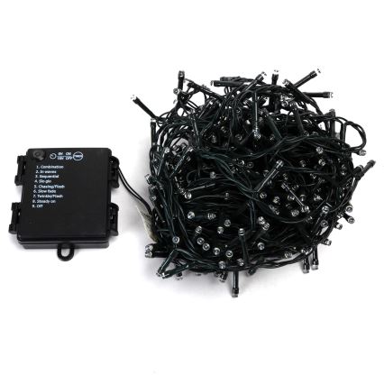 Aigostar - LED Outdoor String Lights 400 LEDs / 8 Modes 4xAA 20.3 m IP44 Multicolor