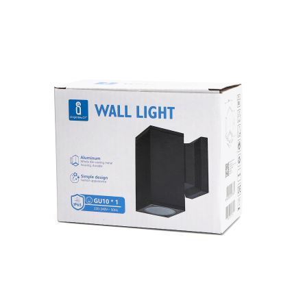 Aigostar - Outdoor wall light 1xGU10/230V black IP65 angular