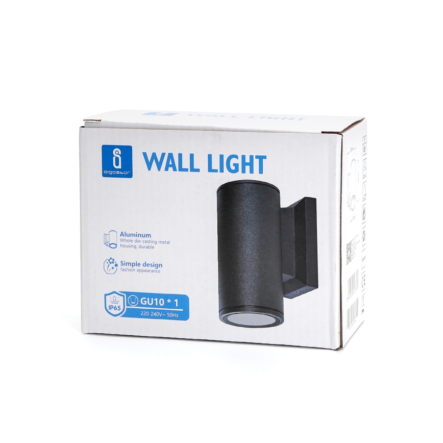 Aigostar - Outdoor wall light 1xGU10/230V black IP65 round